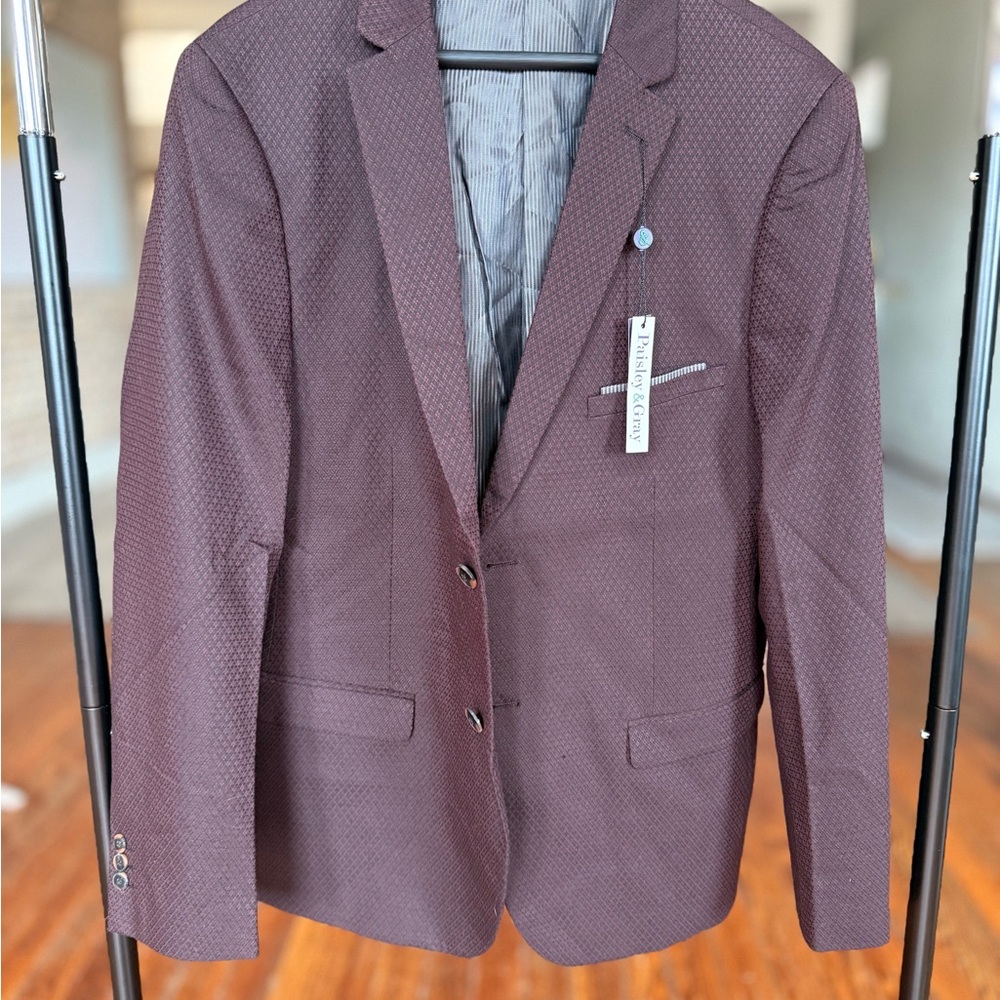 Paisley & Gray Men's Textured Wine Sport Coat Size 44 NWT